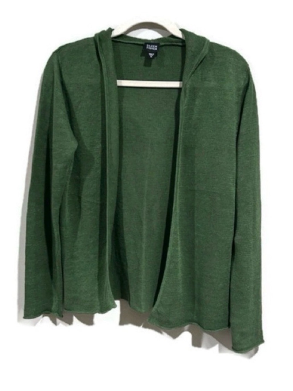 Eileen Fisher Linen Sage Green Hooded Open Front Cardigan - Picture 5 of 5